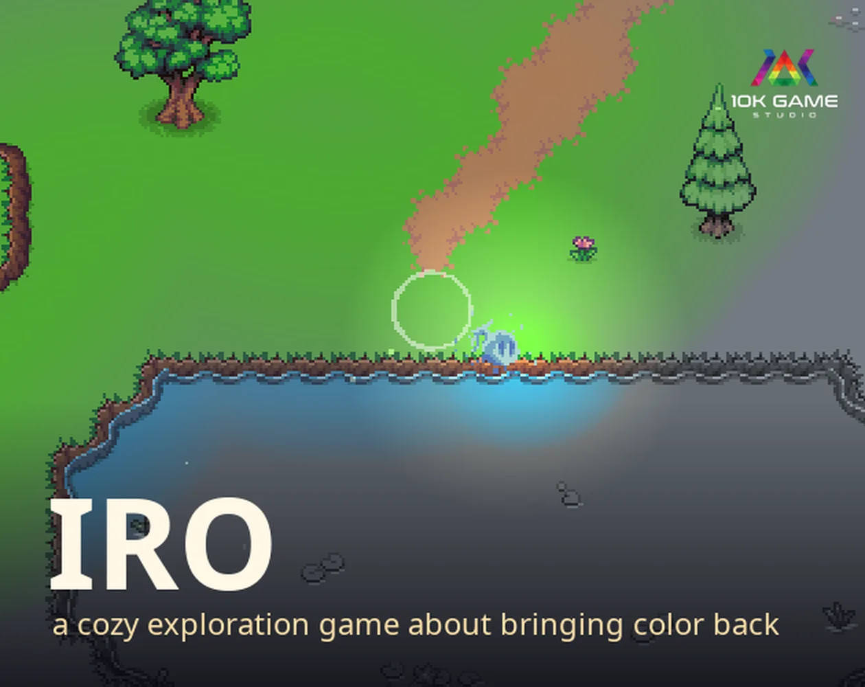 色 Iro — color blooming around a small spirit