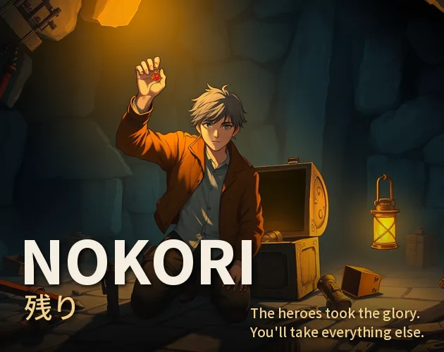 Nokori (残り) — pawn shop owner scavenging a cleared dungeon